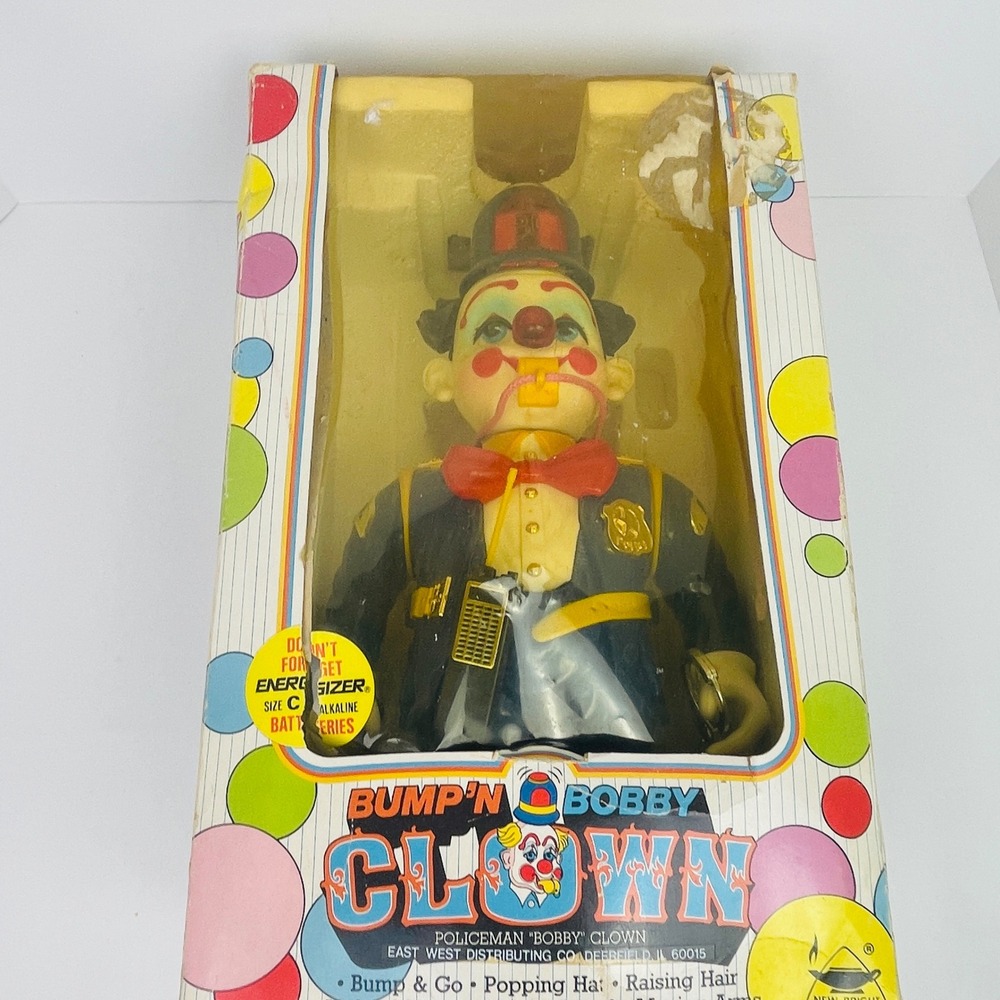 New Bright Bump N Bobby Clown Toy Blue Policeman 1989 Vintage Untested For Parts - Picture 7 of 16